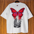 RÉGNER The Butterfly oversized 300 GSM terry cotton T-shirt with butterfly and blue puff detailing